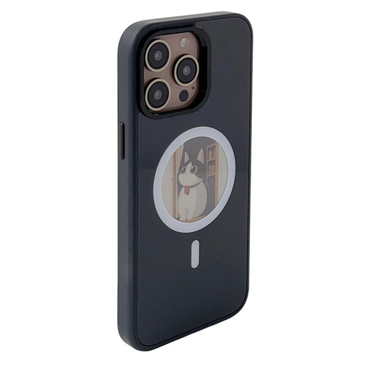Coque MagSafe pour Apple iPhone 15 Pro, OEM, Écran Rond Smart E-Ink, Noire