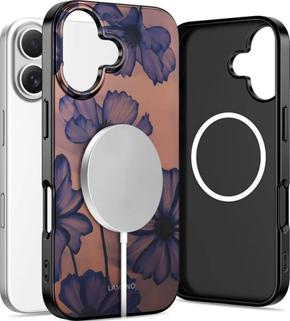 MagSafe Case for Apple iPhone 16, Tech-Protect, Lamano Velvet Night, Black