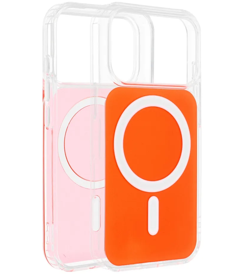Coque MagSafe pour Apple iPhone 17e / 16e, OEM, Clear Fusion Mag Cover, Orange