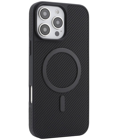 Coque MagSafe pour Apple iPhone 16 Pro Max, OEM, Anneau Métallique en Carbone, Noire