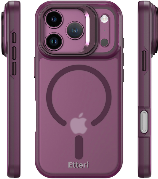 Coque MagSafe pour Apple iPhone 18 Pro / 17 Pro, Etteri, Morning Fog, Bordeaux