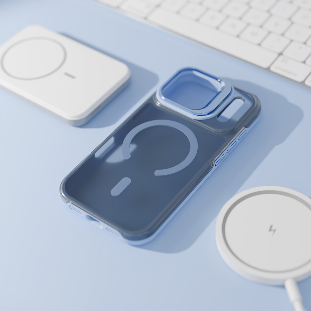 Coque MagSafe pour Apple iPhone 18 Pro / 17 Pro, Etteri, Morning Fog, Bleue