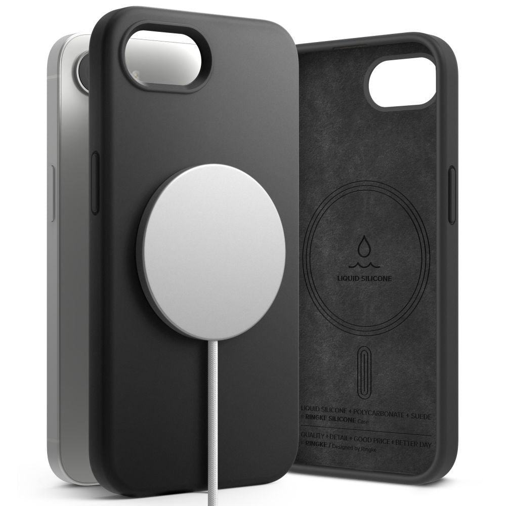 Coque MagSafe pour Apple iPhone 16e, Ringke, Silicone Magnétique, Noire