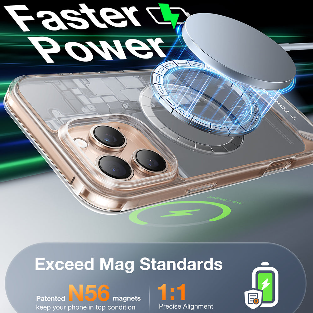 Étui MagSafe pour Apple iPhone 16 Pro, Torras, Pstand, Transparent