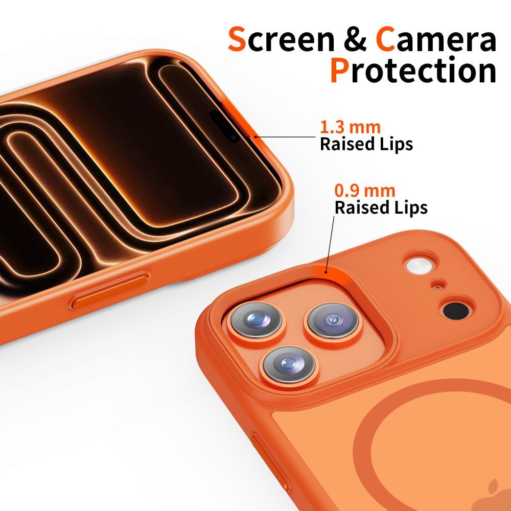 Coque MagSafe pour Apple iPhone 17 Pro Max, Tech-Protect, Magmat, Orange Mat