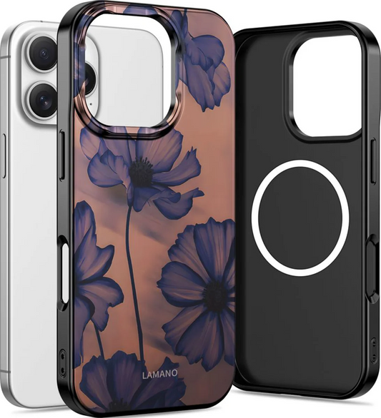 MagSafe Case for Apple iPhone 16 Pro, Tech-Protect, Lamano Velvet Night, Black