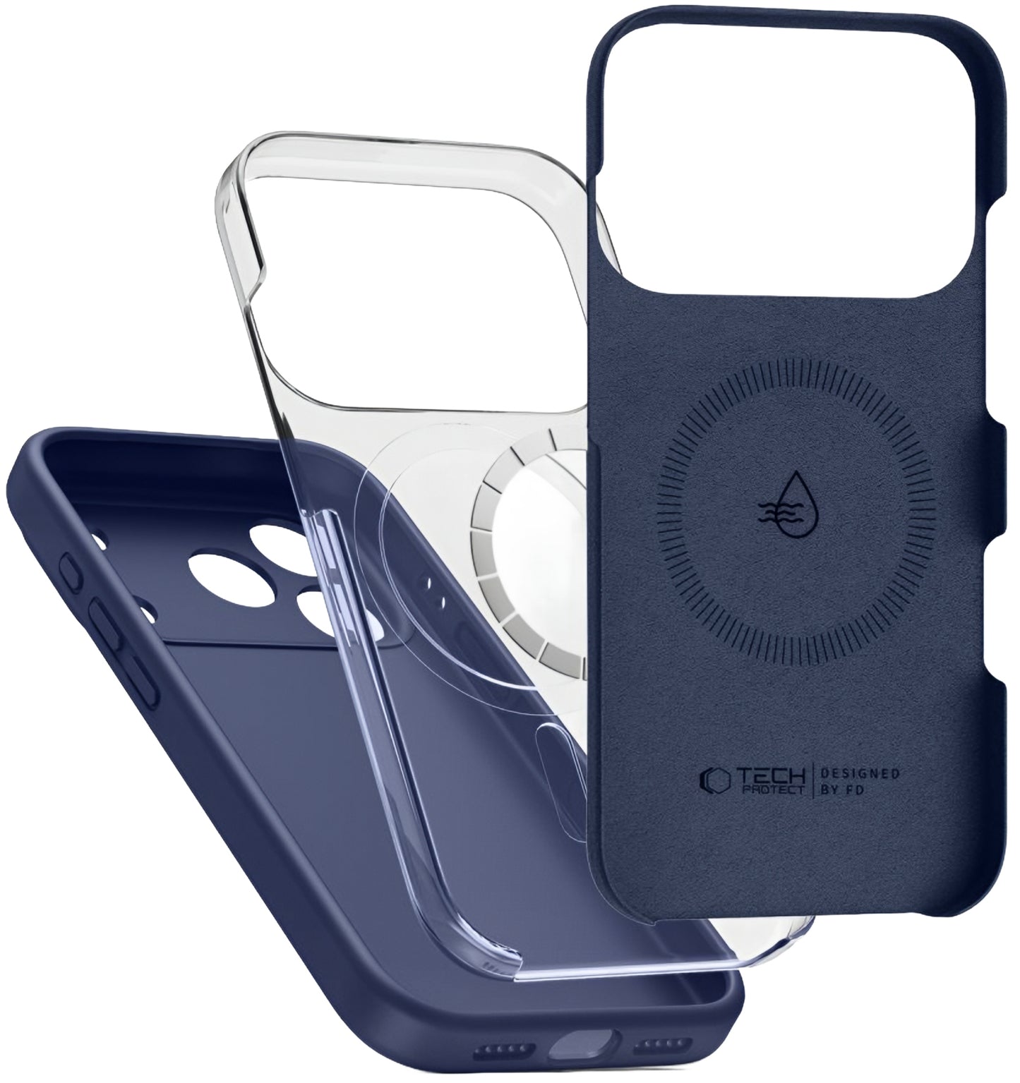 Étui MagSafe pour Apple iPhone 17 Pro, Tech-Protect, Silicone, Bleu Marine