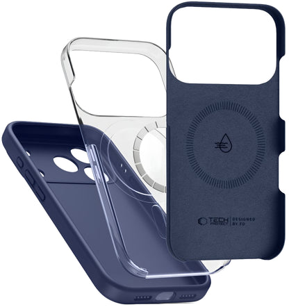 Étui MagSafe pour Apple iPhone 17 Pro, Tech-Protect, Silicone, Bleu Marine