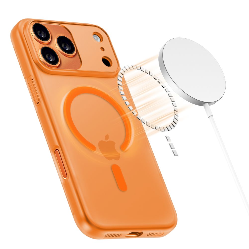 Coque MagSafe pour Apple iPhone 17 Pro Max, Tech-Protect, MagSlim, Orange Mat