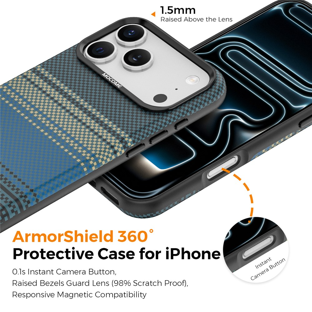 Coque MagSafe pour Apple iPhone 17 Pro Max, OEM, Gradient Rainbow, Bleu marine