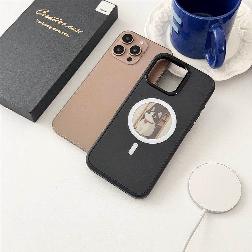 Coque MagSafe pour Apple iPhone 15 Pro, OEM, Écran Rond Smart E-Ink, Noire