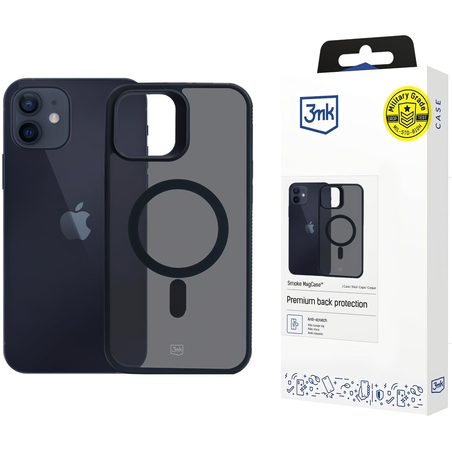 Coque MagSafe pour Apple iPhone 12 / 12 Pro, 3MK, Smoke MagCase, Noire