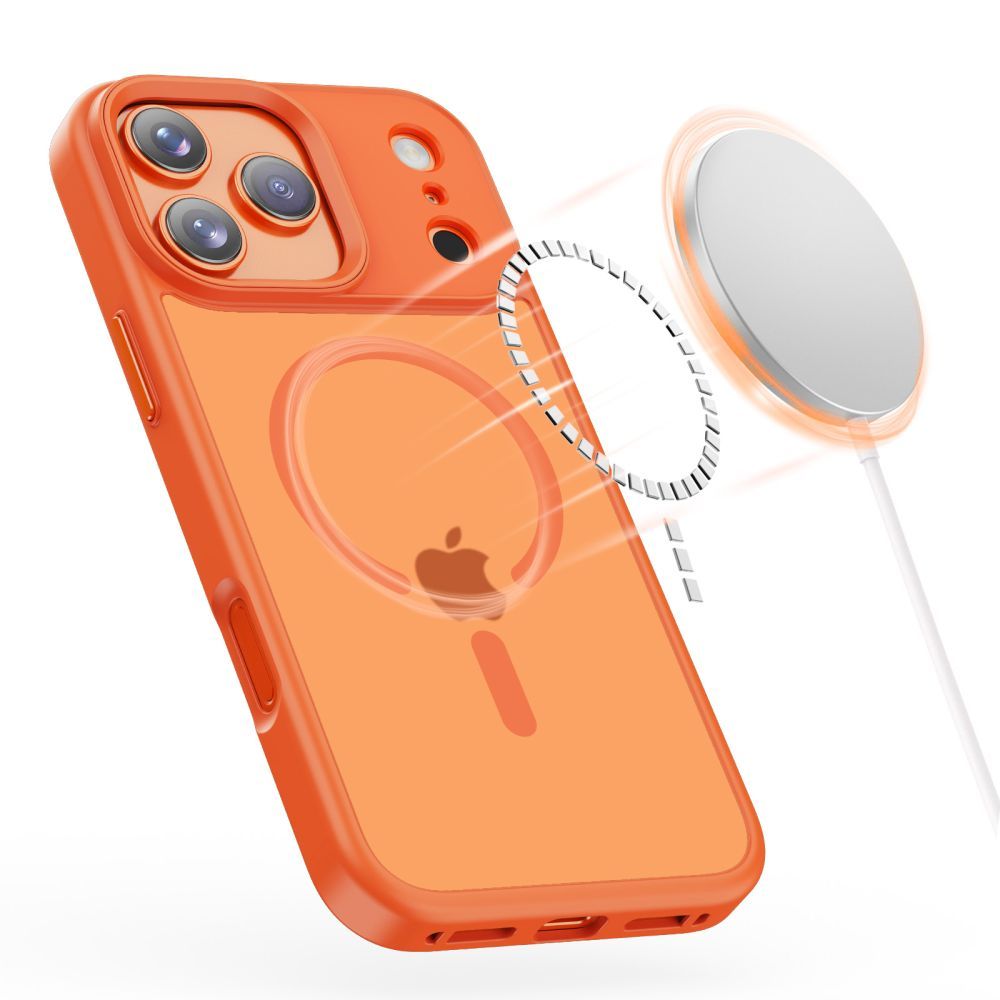 Coque MagSafe pour Apple iPhone 17 Pro Max, Tech-Protect, Magmat, Orange Mat