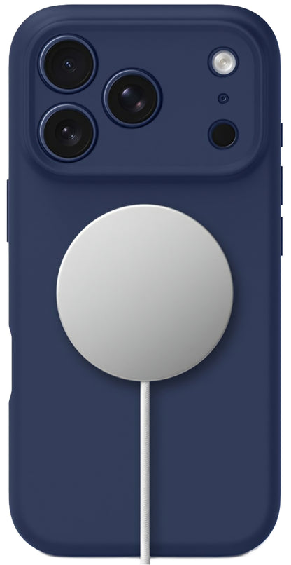 Étui MagSafe pour Apple iPhone 17 Pro, Tech-Protect, Silicone, Bleu Marine