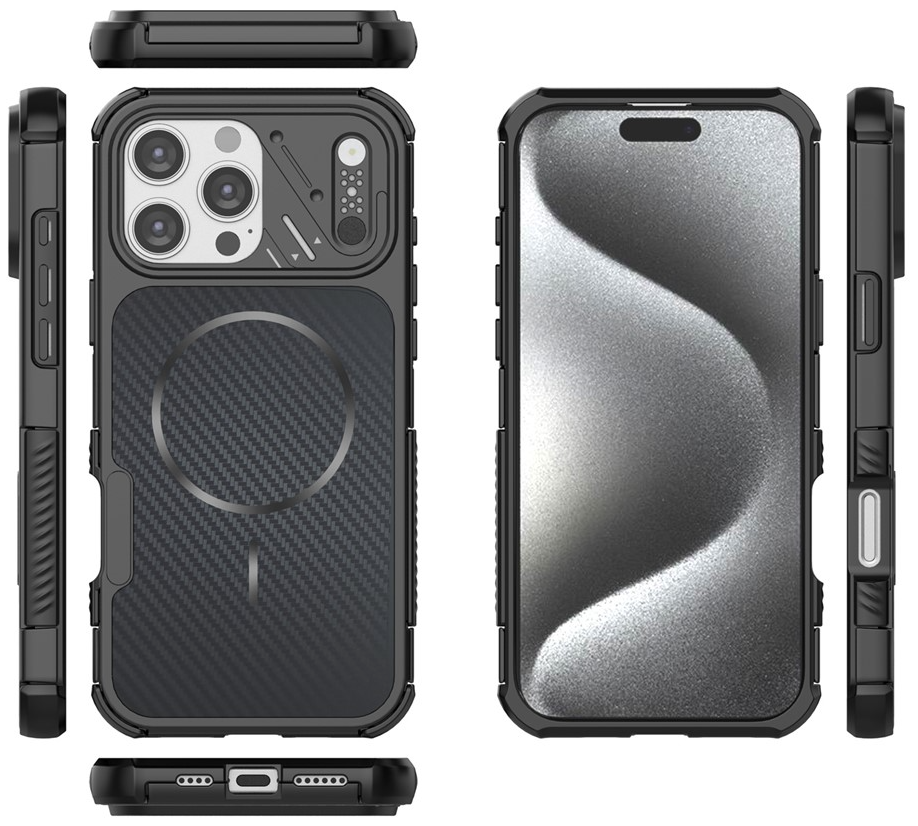MagSafe Case for Apple iPhone 16 Pro, OEM, Carbon and Corner Protection, Black