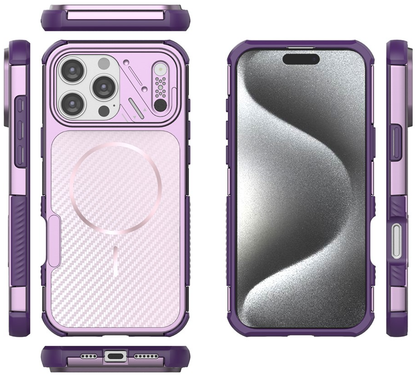 Coque MagSafe pour Apple iPhone 16 Pro Max, OEM, Protection en carbone et aux coins, Violet