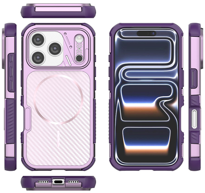 Coque MagSafe pour Apple iPhone 18 Pro / 17 Pro, OEM, Protection en carbone et coins, Violet
