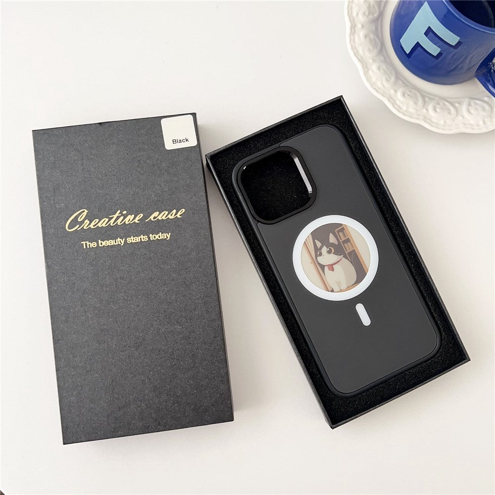Coque MagSafe pour Apple iPhone 15 Pro, OEM, Écran Rond Smart E-Ink, Noire