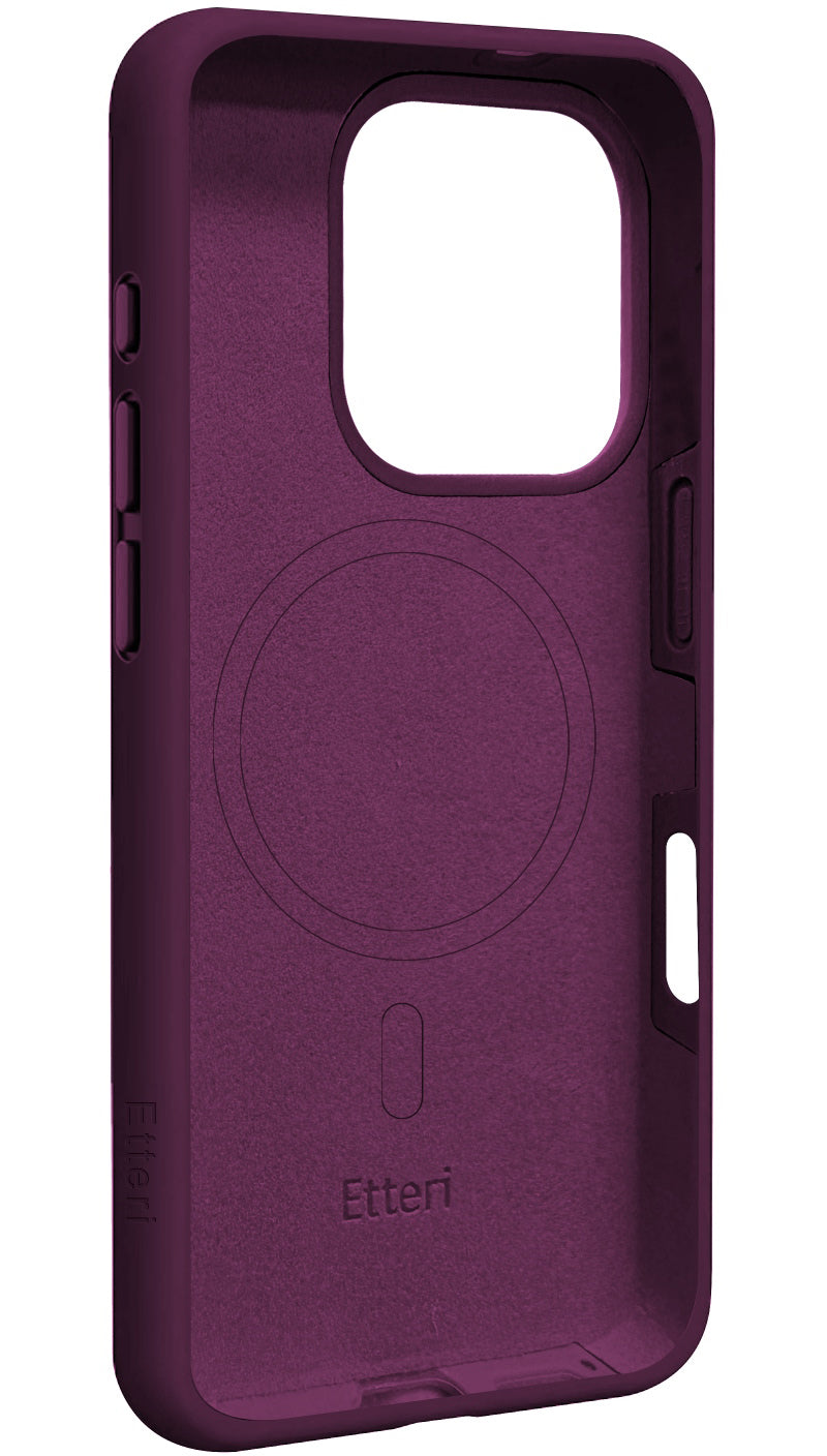 Coque MagSafe pour Apple iPhone 16 Pro, Etteri, Silicone Mag, Bordeaux