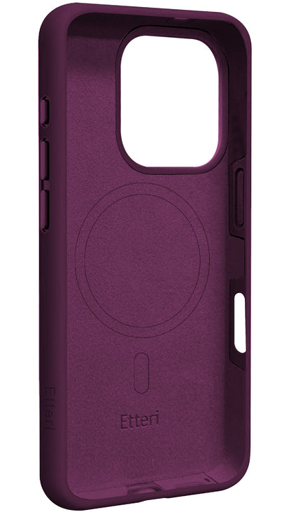 Coque MagSafe pour Apple iPhone 16 Pro, Etteri, Silicone Mag, Bordeaux