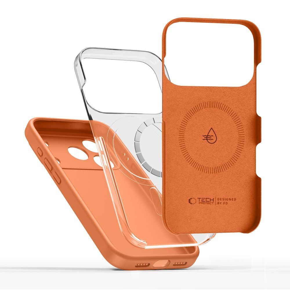 Étui MagSafe pour Apple iPhone 17 Pro, Tech-Protect, Silicone, Orange
