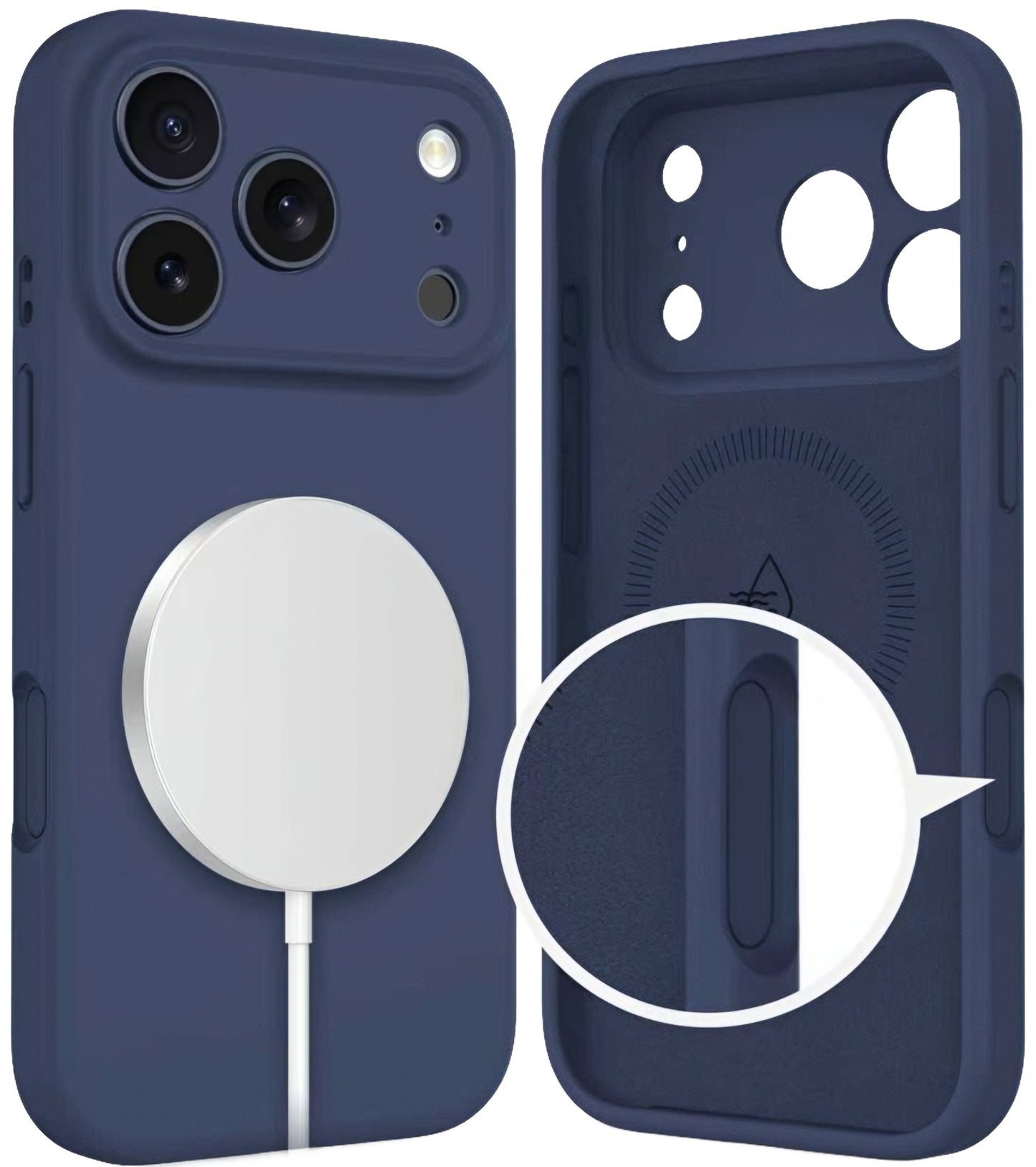 Étui MagSafe pour Apple iPhone 17 Pro, Tech-Protect, Silicone, Bleu Marine