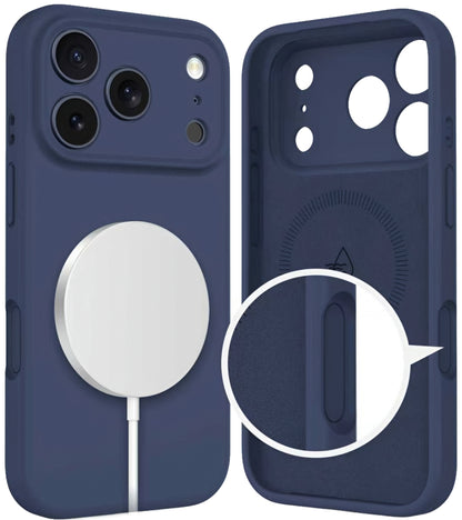 Étui MagSafe pour Apple iPhone 17 Pro, Tech-Protect, Silicone, Bleu Marine