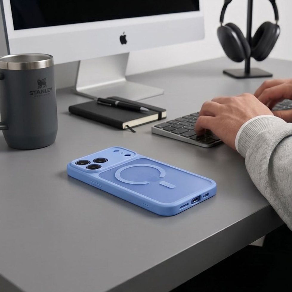 Coque MagSafe pour Apple iPhone 18 Pro / 17 Pro, Tech-Protect, BasicMag, Bleu Mat