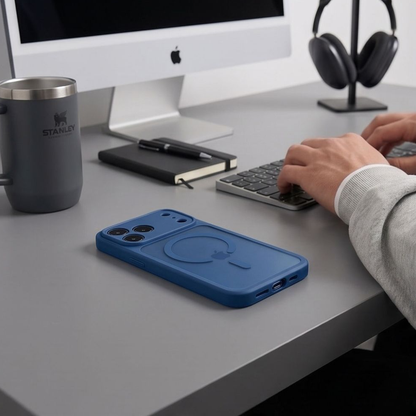 Coque MagSafe pour Apple iPhone 18 Pro Max / 17 Pro Max, Tech-Protect, BasicMag, Bleu Marine Mat