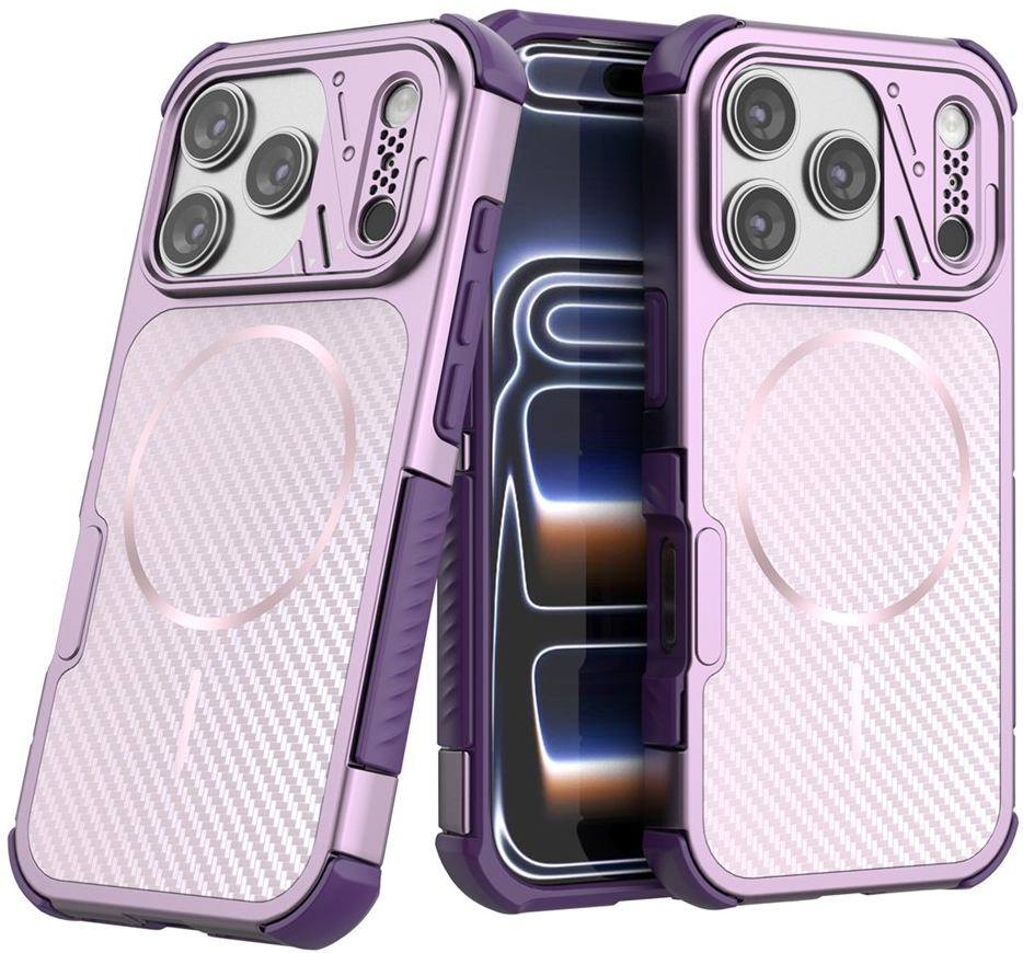 Coque MagSafe pour Apple iPhone 18 Pro / 17 Pro, OEM, Protection en carbone et coins, Violet
