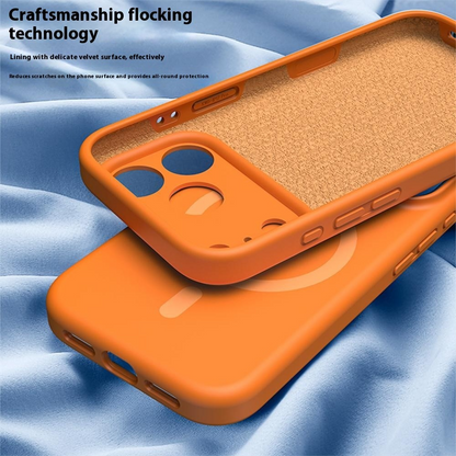 Coque MagSafe pour Apple iPhone 17 Pro, OEM, Silicone Liquide, Orange