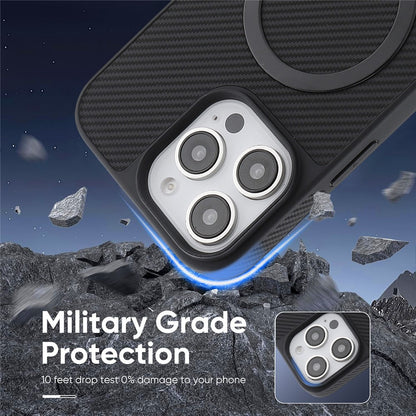 Coque MagSafe pour Apple iPhone 16 Pro Max, OEM, Anneau Métallique en Carbone, Noire