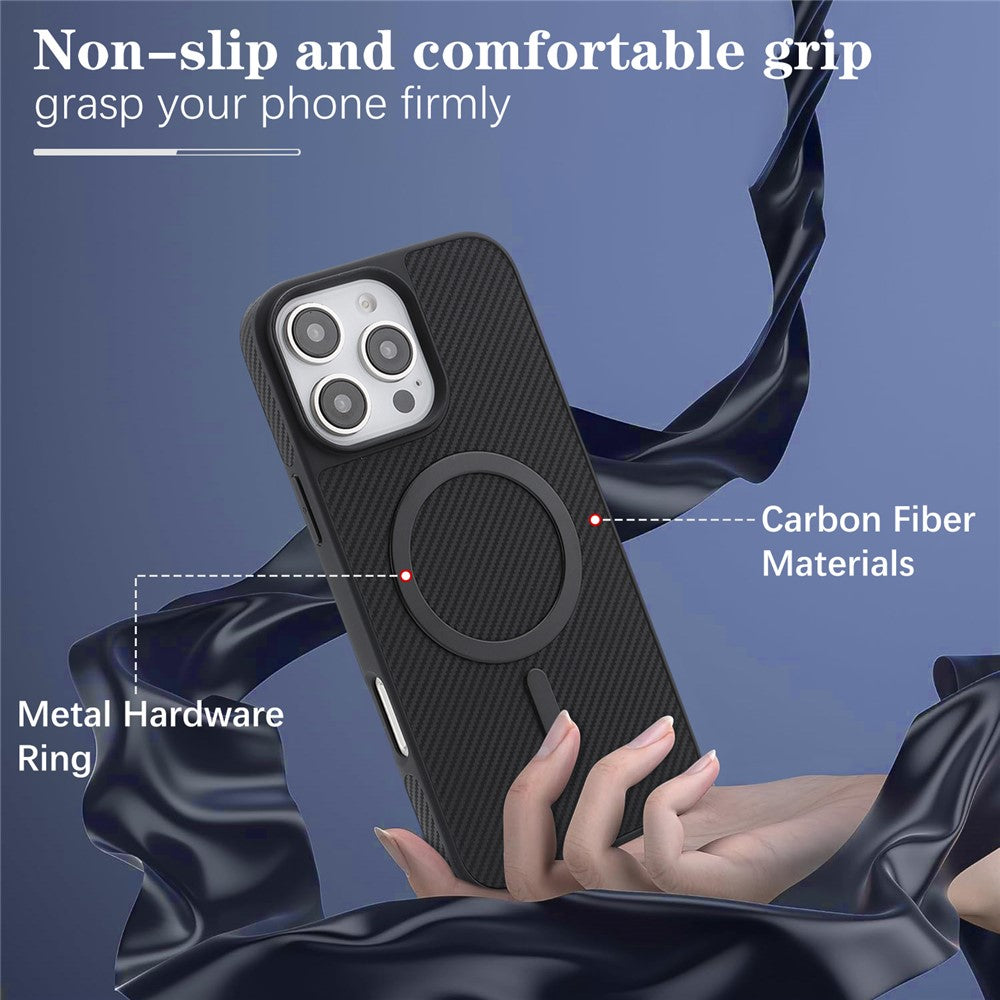 MagSafe Case for Apple iPhone 16 Pro, OEM, Carbon Metal Ring, Black