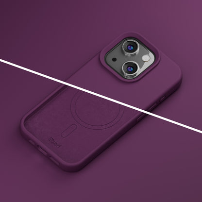 Coque MagSafe pour Apple iPhone 15, Etteri, Silicone Mag, Bordeaux