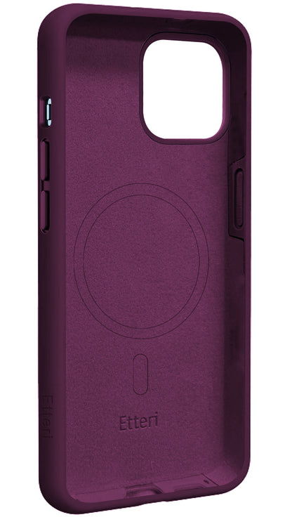 Coque MagSafe pour Apple iPhone 15 Pro, Etteri, Silicone Mag, Bordeaux