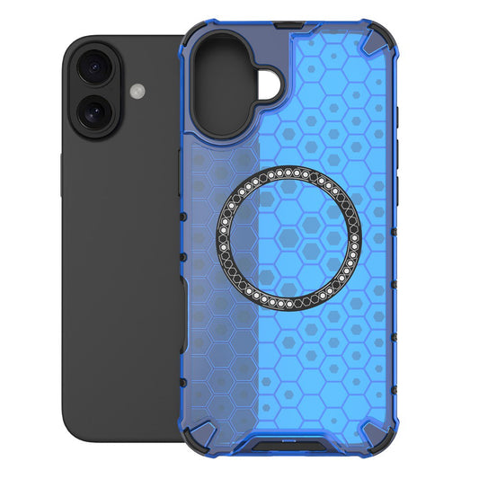 Coque MagSafe pour Apple iPhone 16, Techsuit, HoneyComb Shield, Bleue