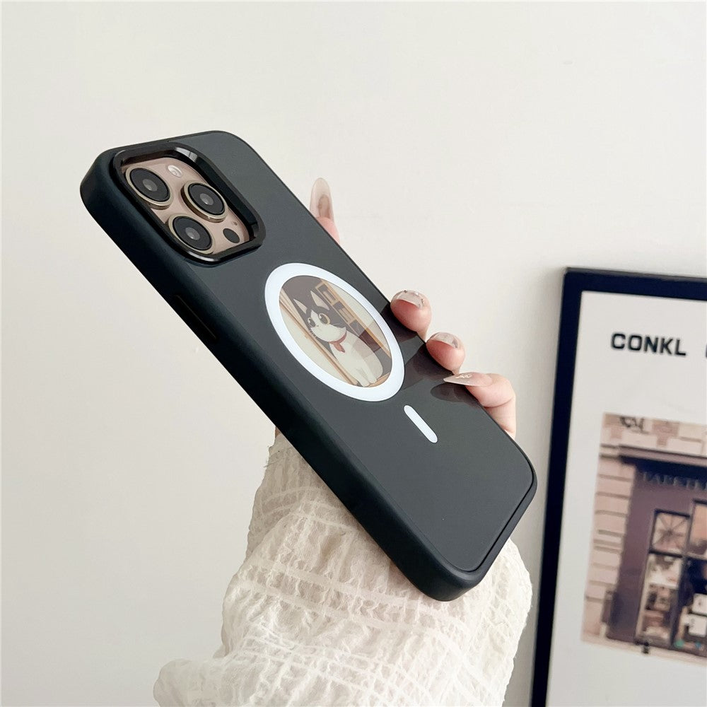 Coque MagSafe pour Apple iPhone 14 Pro Max, OEM, Écran Rond Smart E-Ink, Noir