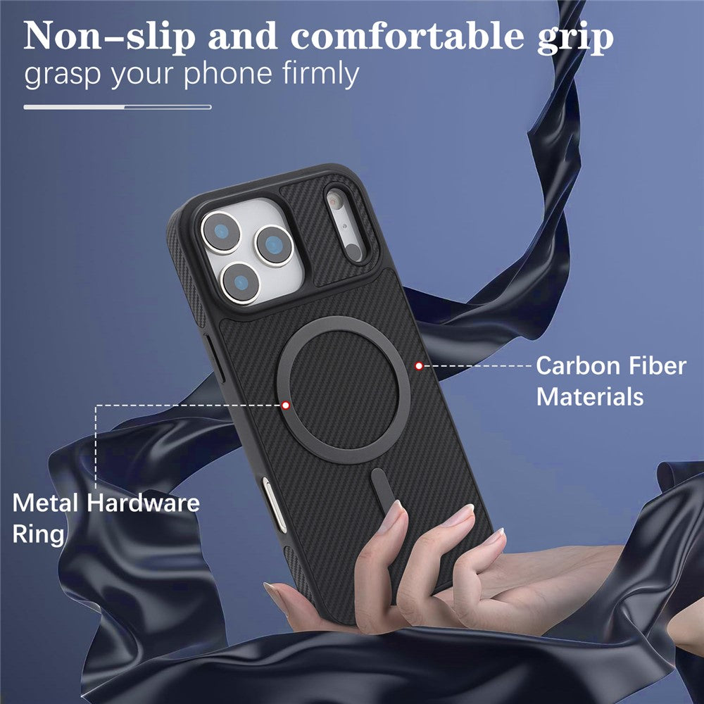 MagSafe Case for Apple iPhone 17 Pro, OEM, Carbon Metal Ring, Black