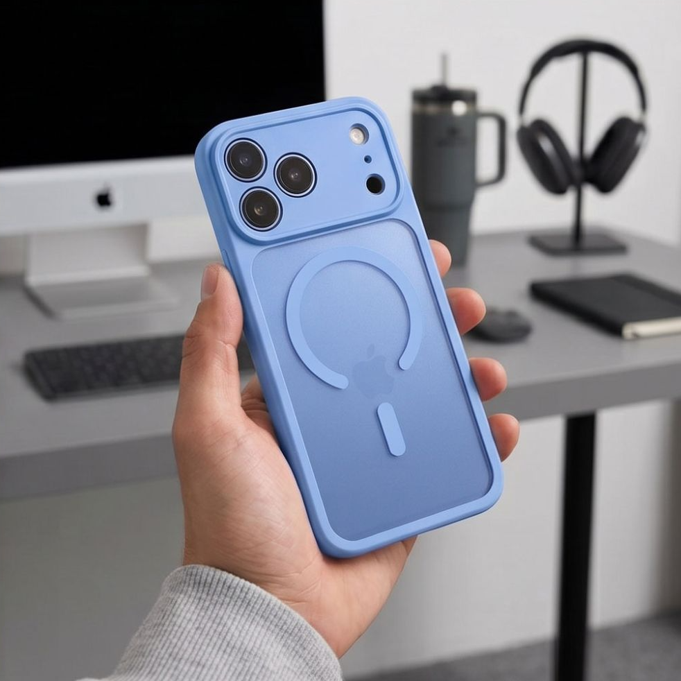 Coque MagSafe pour Apple iPhone 18 Pro / 17 Pro, Tech-Protect, BasicMag, Bleu Mat
