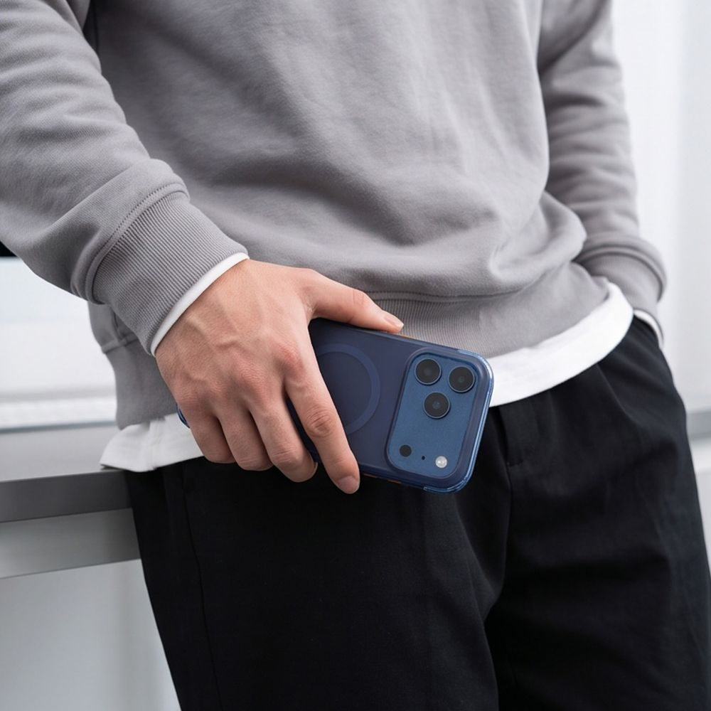 Coque MagSafe pour Apple iPhone 18 Pro / 17 Pro, Tech-Protect, MagAir CC, Bleu Marine Mat