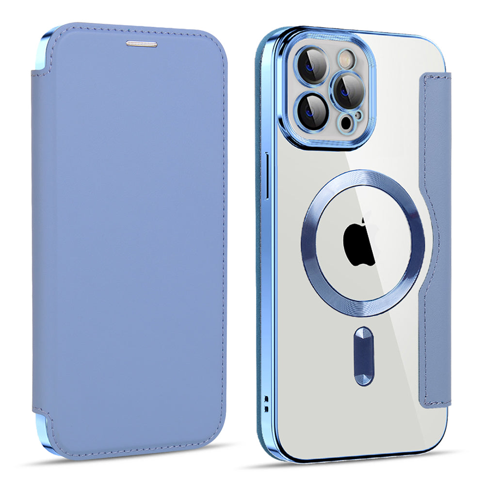MagSafe Case for Apple iPhone 11 Pro Max, Techsuit, SmartMag Book, Blue