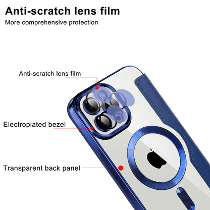 MagSafe Case for Apple iPhone 11 Pro Max, Techsuit, SmartMag Book, Blue