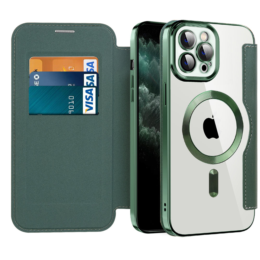 Coque MagSafe pour Apple iPhone 11 Pro Max, Techsuit, SmartMag Book, Vert