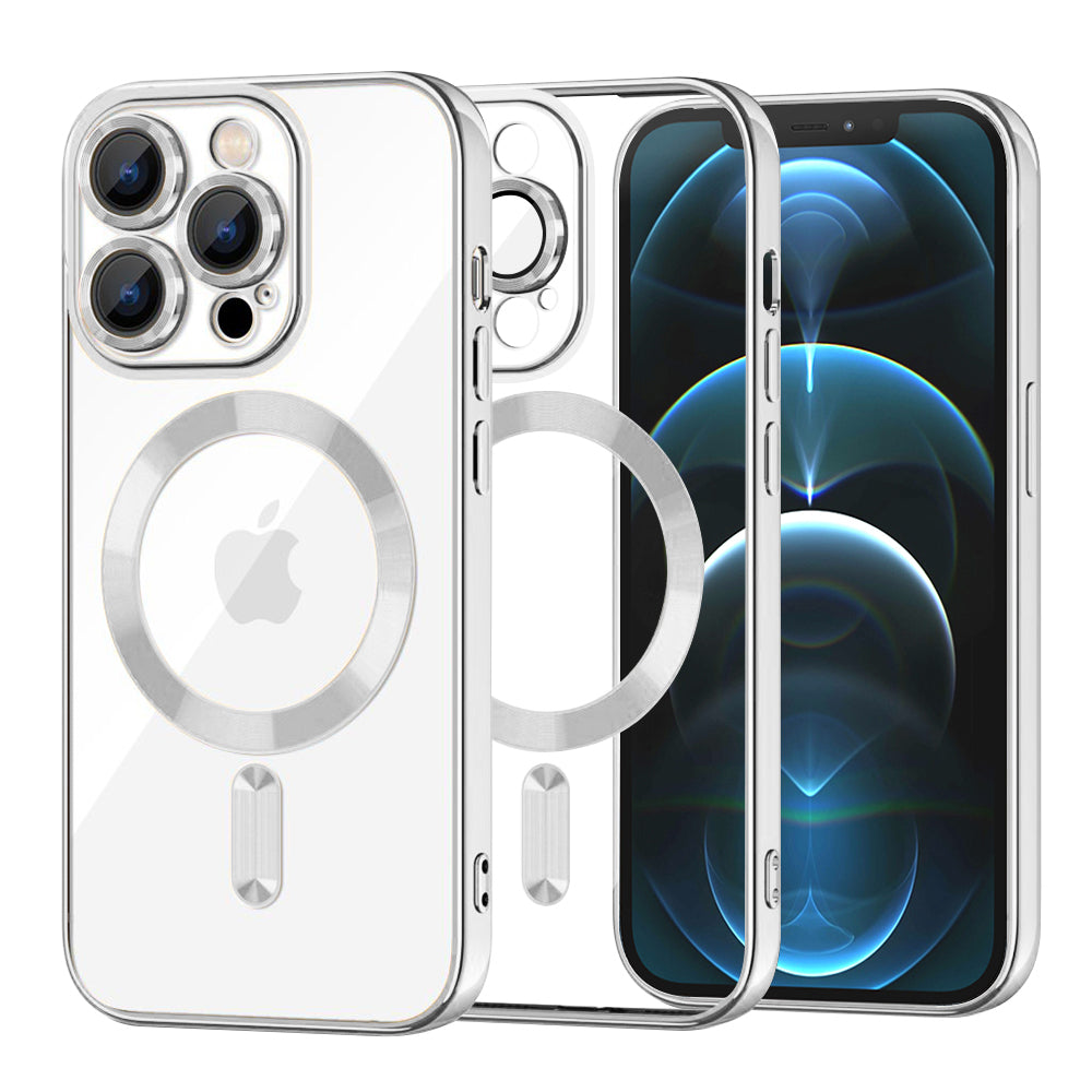 Coque MagSafe pour Apple iPhone 12 Pro Max, Techsuit, Luxury Crystal, Argentée