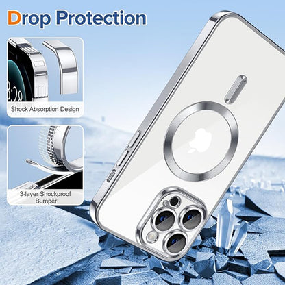 Coque MagSafe pour Apple iPhone 12 Pro Max, Techsuit, Luxury Crystal, Argentée