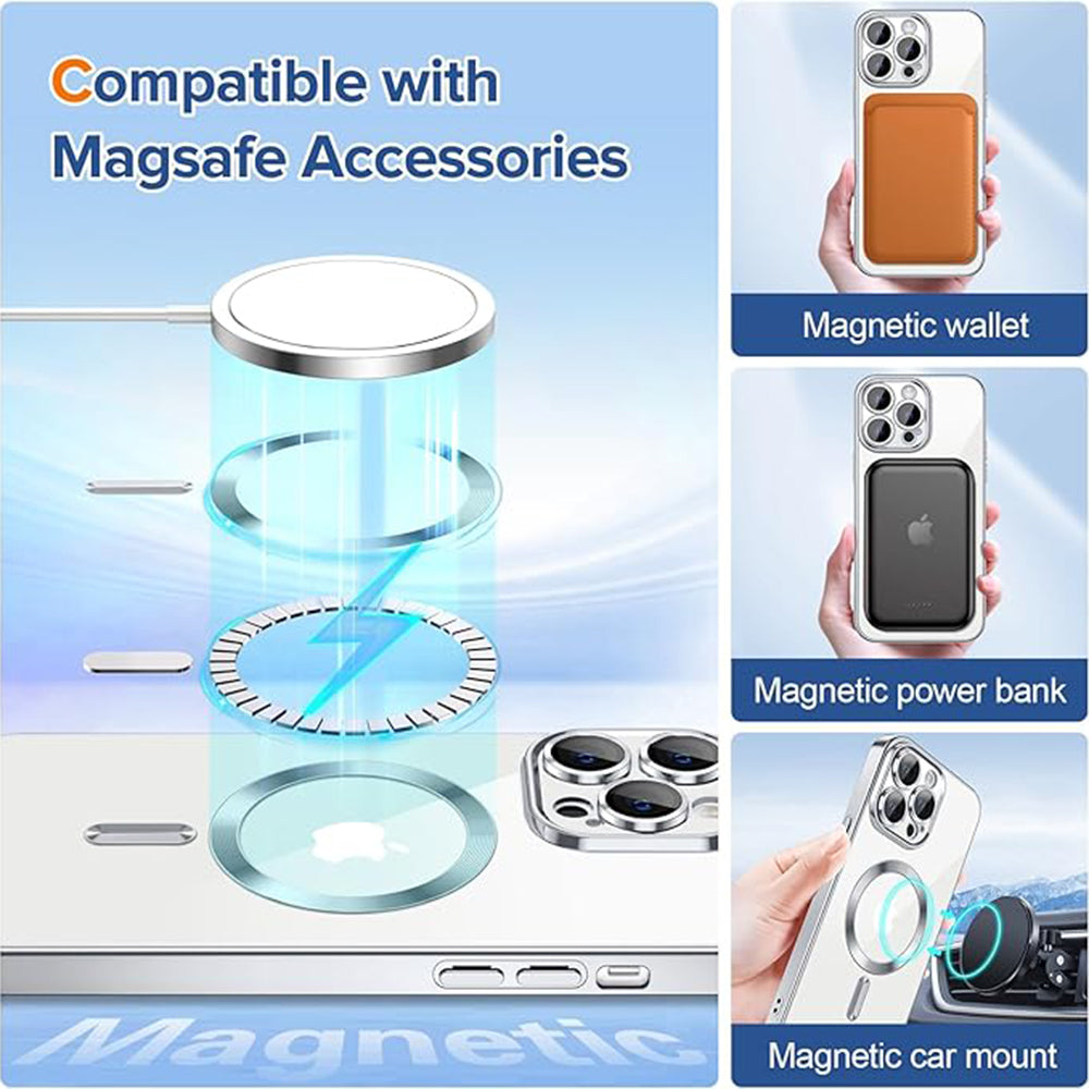 Coque MagSafe pour Apple iPhone 12 Pro Max, Techsuit, Luxury Crystal, Argentée