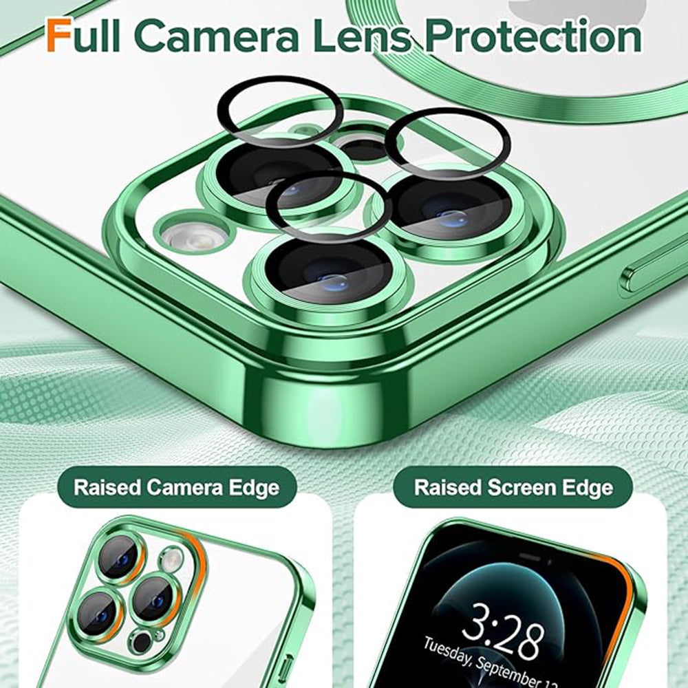 Coque MagSafe pour Apple iPhone 12 Pro Max, Techsuit, Luxury Crystal, Vert Clair