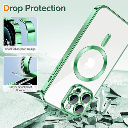 Coque MagSafe pour Apple iPhone 12 Pro Max, Techsuit, Luxury Crystal, Vert Clair