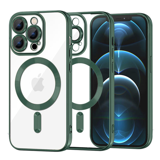Coque MagSafe pour Apple iPhone 12 Pro Max, Techsuit, Luxury Crystal, Vert Foncé