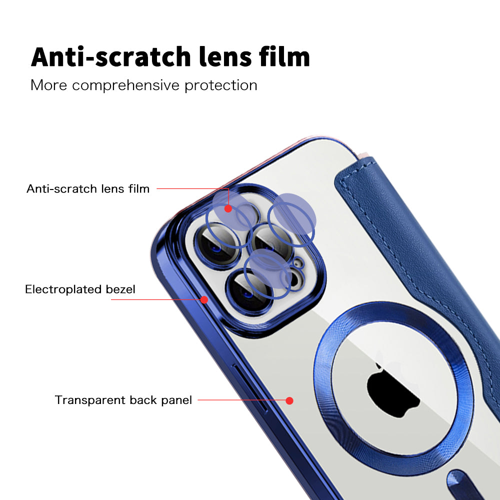Coque MagSafe pour Apple iPhone 12 Pro Max, Techsuit, SmartMag Book, Bleue